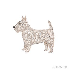 Platinum and Diamond Scottish Terrier Brooch