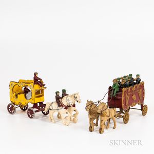 Two Horse-drawn Overland Circus Wagon Sets