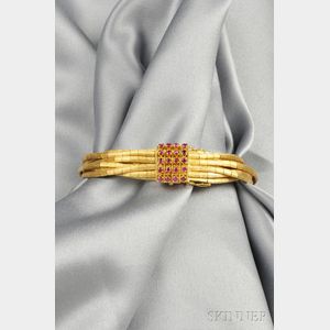 Multi-strand 18kt Gold and Ruby Bracelet
