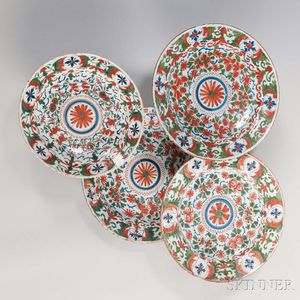 Four Delft Polychrome Chargers