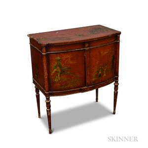 Small Regency-style Chinoiserie-decorated Bow-front Server