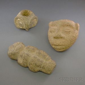 Three Pre-Columbian Carved Stone Items