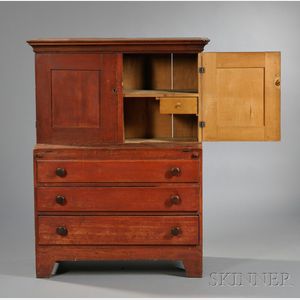 .Shaker Pine, Poplar, and Maple Red-stained Desk