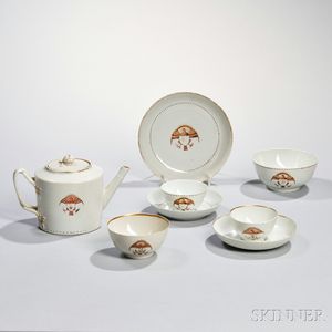 Eight Eagle-decorated Export Porcelain Tea and Tableware Items