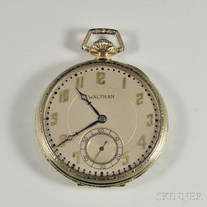 Waltham Colonial 14kt White Gold Open-face Pocket Watch