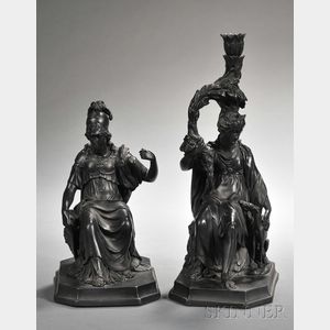 Pair of Wedgwood Black Basalt Figures