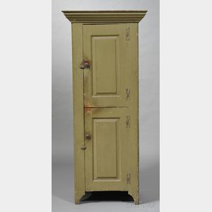 Diminutive Olive Green-painted Cupboard