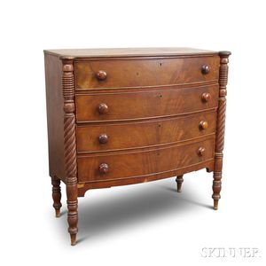 Federal Carved Mahogany Bow-front Chest of Drawers