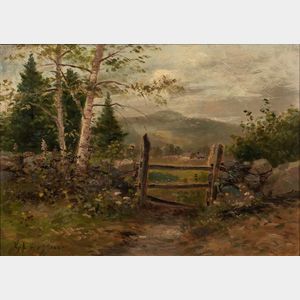 George Frank Higgins (American, 1850-1884) Landscape with Fence
