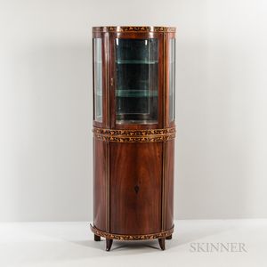 Baltic Neoclassical Mahogany and Inlaid Demilune Display Cabinet