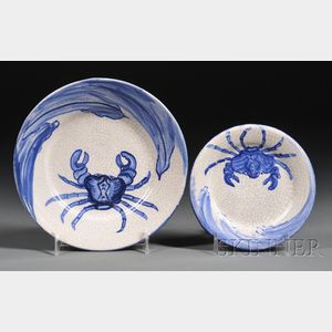 Two Dedham Pottery Crab Decorated Plates