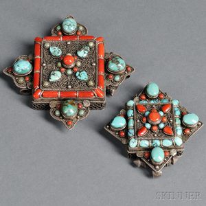 Two Inlaid Silver Amulet Boxes, Gau