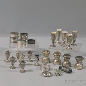 Group of Assorted Sterling Silver Napkin Rings, Cordials, and Shakers