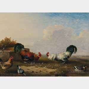 Franz Van Severdonck (Belgian, 1809-1889) Combat de Coqs