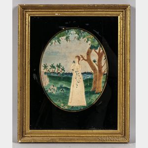 American School, Early 19th Century Girl in a Pastoral Landscape