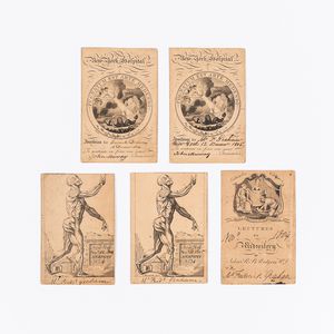 Six Copper Plate Engraved Printed New York Hospital/Columbia College Lecture Admission Tickets