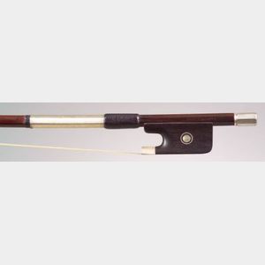 French Silver Mounted Violoncello Bow, Eugene Sartory