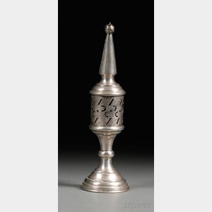 Romanian .750 Silver Tower-form Besamim Box Spice Container