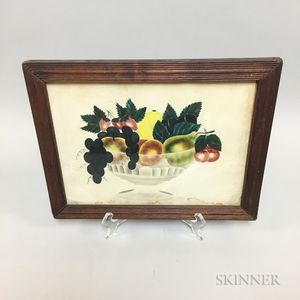 Framed Watercolor on Paper Theorem of Fruit in a Basket