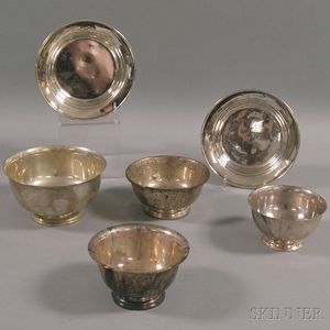 Six Assorted Small Sterling Silver Bowls