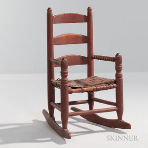 Red-painted Child's Rocking Chair