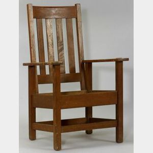 Quaint Arts & Crafts Oak Armchair