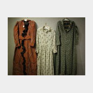 Woven Wool Paisley Robe and Two Printed Cotton and Wool Night Dresses.