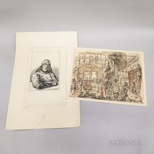 Alfred Kubin (Austrian, 1877-1959) Two Works on Paper: Seemann