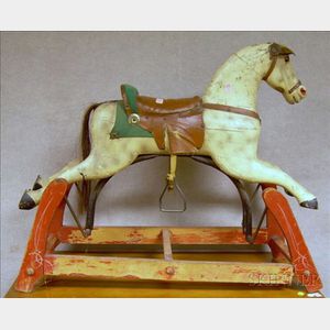 Painted Wood Rocking Horse
