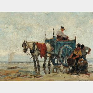 Anthony Thieme (American, 1888-1954) Kelp Harvesters with Horse Cart