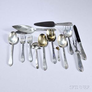 Thirteen Pieces of Tiffany "Faneuil" Pattern Sterling Silver Flatware
