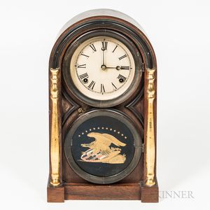 Atkins Clock Co. Gilt Rosewood Veneer Shelf Clock