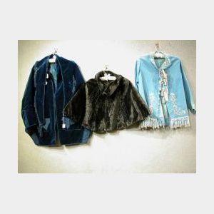 Victorian Beaded and Fringed Velvet Capes and Jacket and an Embroidered and Fringed Jacket.