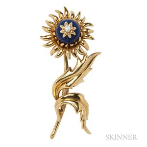 18kt Gold, Lapis, and Diamond Flower Brooch, Schlumberger Studios, Tiffany & Co.