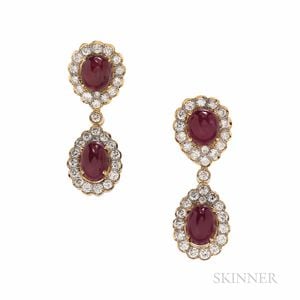 18kt Gold, Ruby, and Diamond Day/Night Earrings