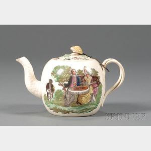 Staffordshire Creamware Tea Party Teapot and Cover
