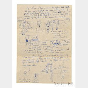 Kline, Franz (1910-1962) Autograph Letter Signed with Drawings and Envelope, 18 November 1931.