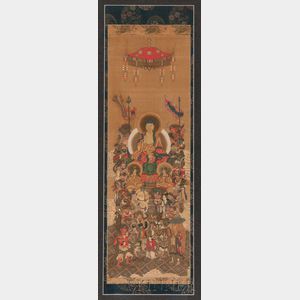 Buddhist Painting Depicting Sakyamuni Triad