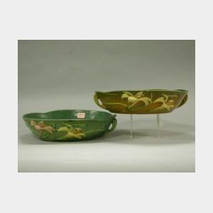 Two Roseville Pottery Zephyr Lily Low Bowls.