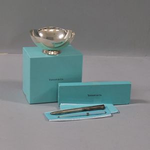 Two Tiffany & Co. Sterling Silver Pens and a Buttercup Bowl