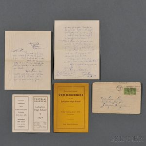 Kline, Franz (1910-1962) Autograph Letter, 25 October 1931, and Related Ephemera.