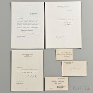 Hoover, Herbert (1874-1964) Three Signed Presidential Items and Other Material Signed by Presidential Cabinet Members.
