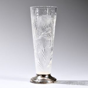 Hawkes Cut Glass Vase with Sterling Base