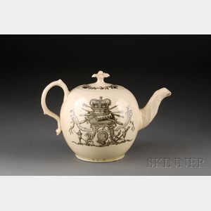 Staffordshire Creamware Queen Charlotte Teapot and Cover