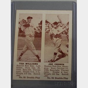 1941 Double Play No. 81/82 Ted Williams/Joe Cronin Baseball Card.