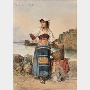 Clelia Bompiani Battaglia (Italian, 1847-1927) A Stop Along the Sea Road