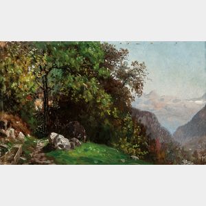 John Joseph Enneking (American, 1841-1916) Landscape in the Alps