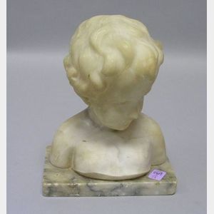 Carved Alabaster Bust of a Child.