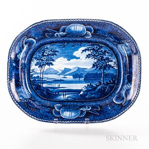 Staffordshire Historical Blue Transfer-decorated "Lake George State of New York" Platter