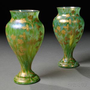 Pair of Loetz Diana Cisele Vases